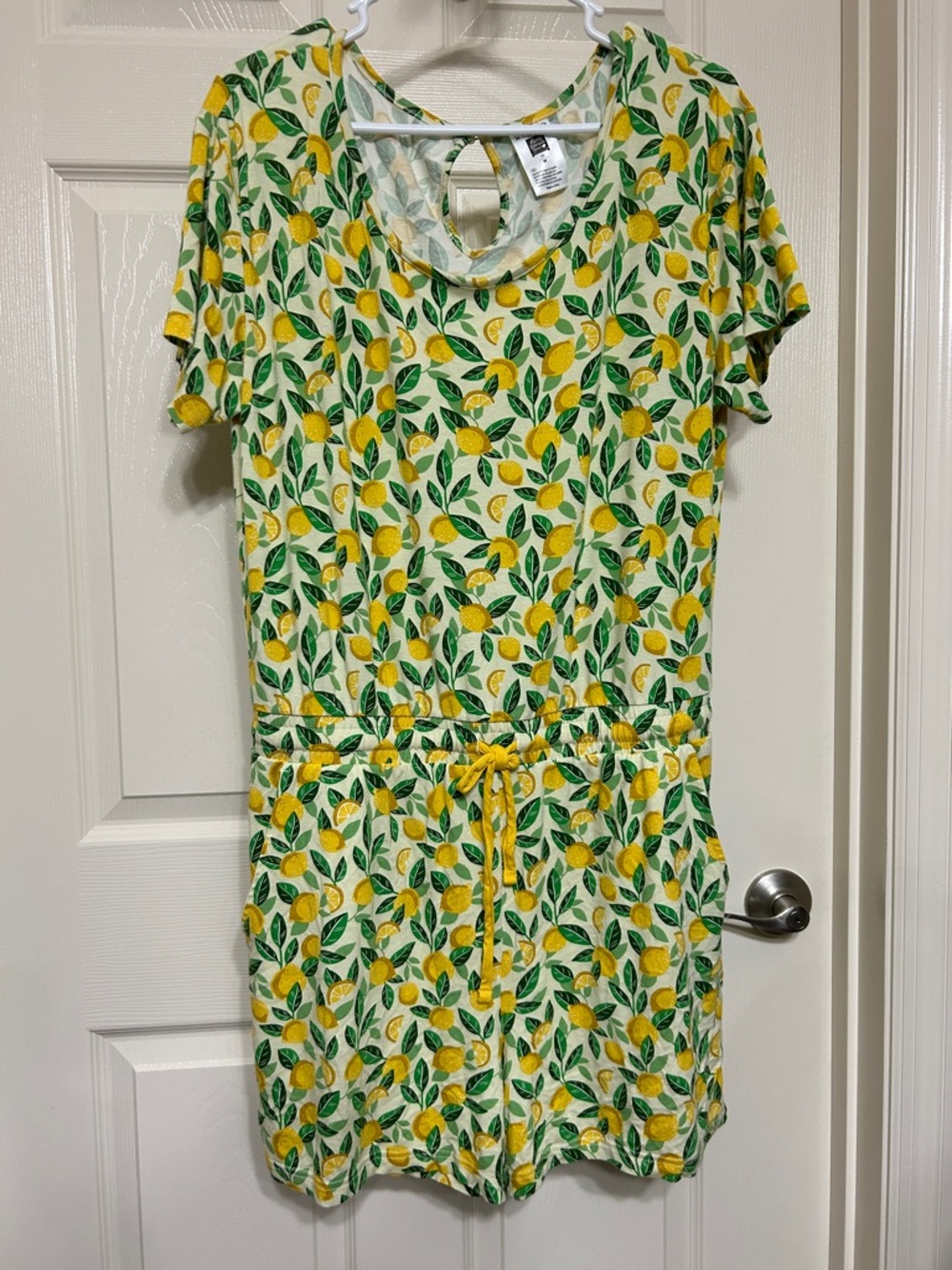 Alex's Lemonade Stand Lemon Print Romper Size M Drawstring Waist Mothers Day